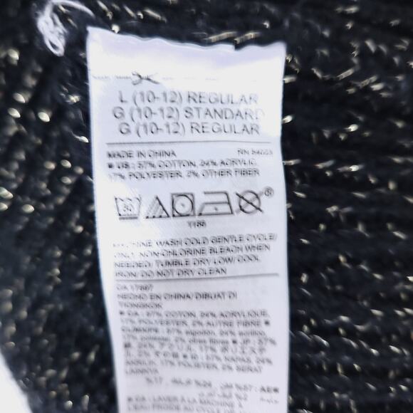 Old Navy Girls Sweater Large 10-12 Black, Gold Metallic Threads Holiday Sweater - Picture 5 of 5
